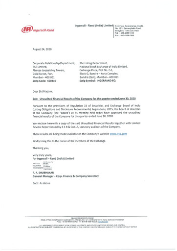 Thumbnail Ingersoll Rand India Quarterly Report 2020-q1