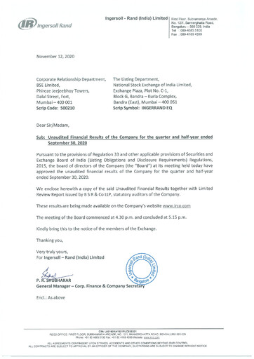 Thumbnail Ingersoll Rand India Quarterly Report 2020-q2