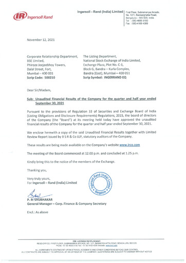 Thumbnail Ingersoll Rand India Quarterly Report 2021-q2
