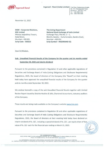 Thumbnail Ingersoll Rand India Quarterly Report 2022-q2