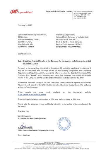 Thumbnail Ingersoll Rand India Quarterly Report 2024-q3