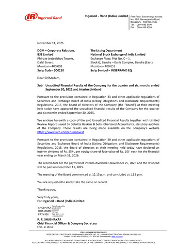 Thumbnail Ingersoll Rand India Quarterly Report 2025-q2