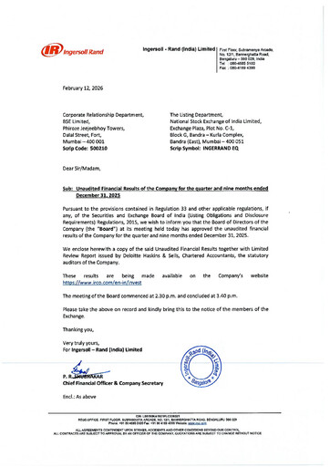 Thumbnail Ingersoll Rand India Quarterly Report 2025-q3