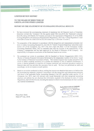 Thumbnail Greenlam Industries
 Quarterly Report 2018-q1