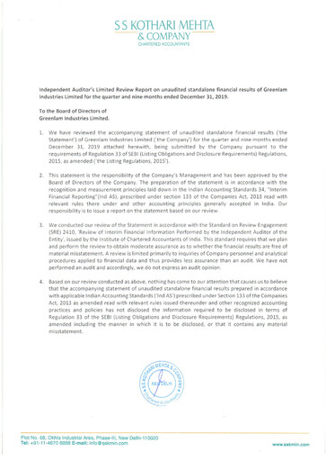 Thumbnail Greenlam Industries
 Quarterly Report 2019-q3