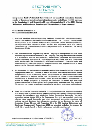 Thumbnail Greenlam Industries
 Quarterly Report 2022-q1