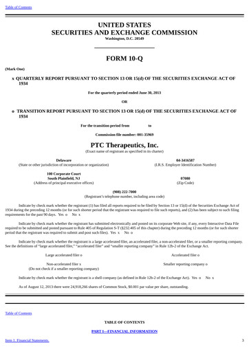 Thumbnail PTC Therapeutics
 Quarterly Report 2013-q2