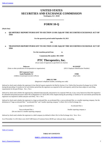 Thumbnail PTC Therapeutics
 Quarterly Report 2013-q3