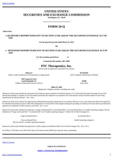 Thumbnail PTC Therapeutics
 Quarterly Report 2014-q1