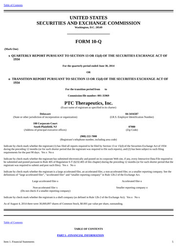 Thumbnail PTC Therapeutics
 Quarterly Report 2014-q2