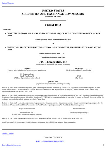 Thumbnail PTC Therapeutics
 Quarterly Report 2014-q3