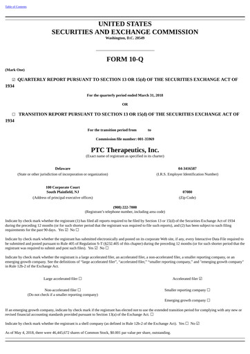 Thumbnail PTC Therapeutics
 Quarterly Report 2018-q1