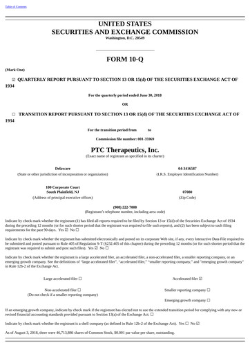 Thumbnail PTC Therapeutics
 Quarterly Report 2018-q2