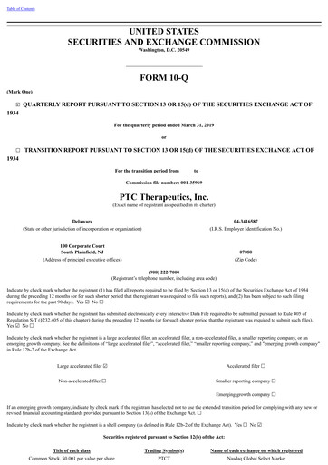 Thumbnail PTC Therapeutics
 Quarterly Report 2019-q1