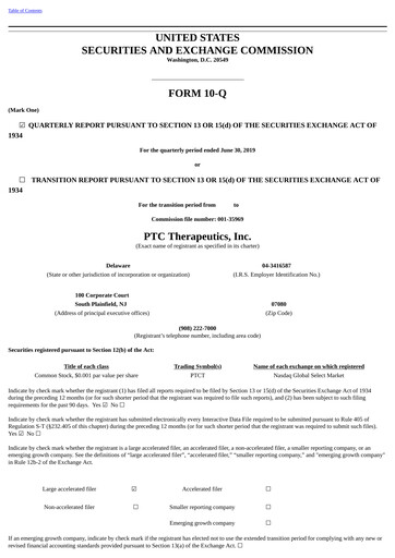 Thumbnail PTC Therapeutics
 Quarterly Report 2019-q2