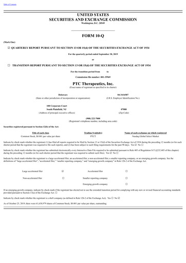 Thumbnail PTC Therapeutics
 Quarterly Report 2019-q3
