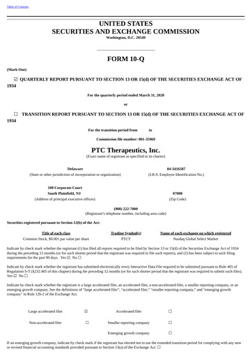 Thumbnail PTC Therapeutics
 Quarterly Report 2020-q1