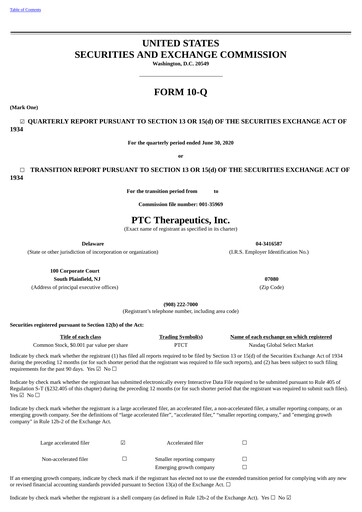 Thumbnail PTC Therapeutics
 Quarterly Report 2020-q2