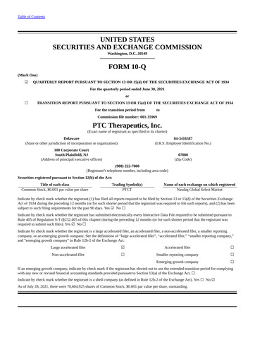 Thumbnail PTC Therapeutics
 Quarterly Report 2021-q2