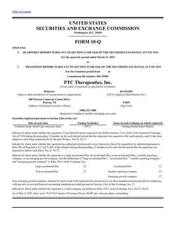 Thumbnail PTC Therapeutics
 Quarterly Report 2025-q1