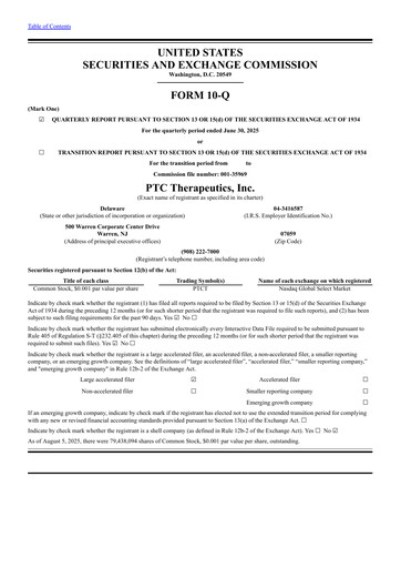 Thumbnail PTC Therapeutics
 Quarterly Report 2025-q2