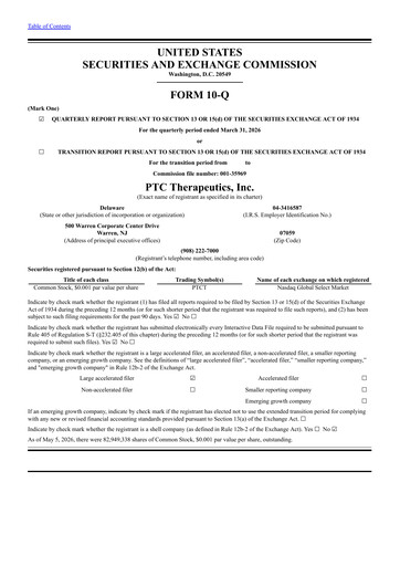 Thumbnail PTC Therapeutics
 Quarterly Report 2026-q1