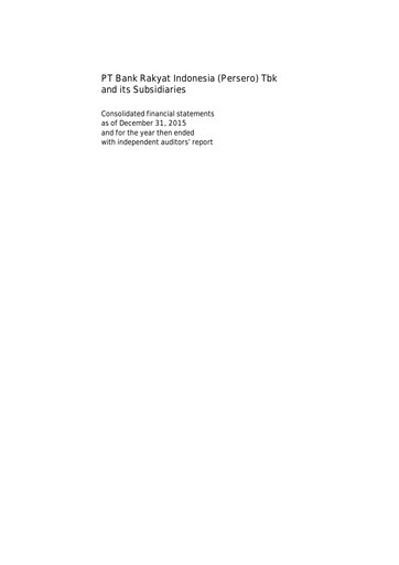 Thumbnail Bank Rakyat Indonesia
 Financial Statement 2015