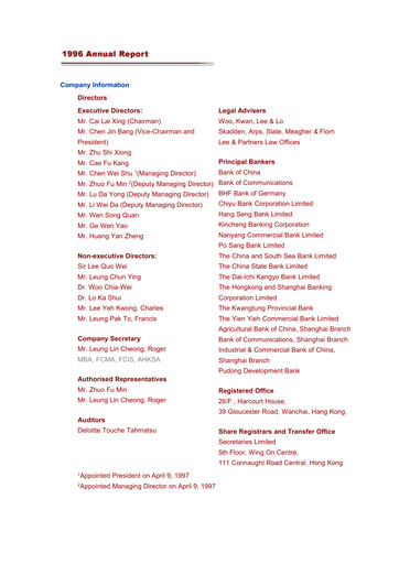 Thumbnail Shanghai Industrial Holdings Limited Annual Report 1996