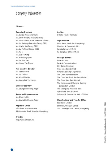 Thumbnail Shanghai Industrial Holdings Limited Annual Report 1999