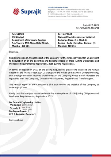 Miniature Suprajit Engineering

 Rapport annuel 2025