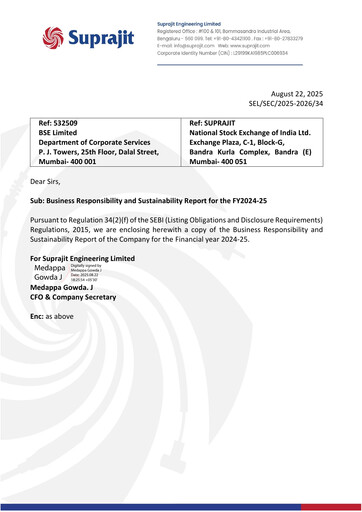 Thumbnail Suprajit Engineering

 ESG Report 2024-2025