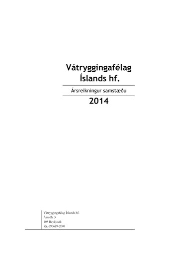 Thumbnail Vátryggingafélag Íslands Financial Statement 2014