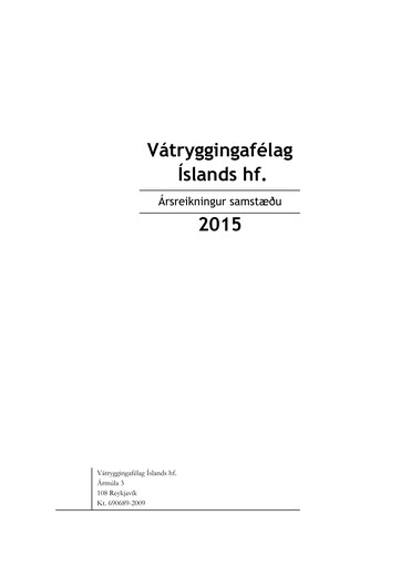 Thumbnail Vátryggingafélag Íslands Financial Statement 2015