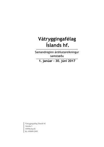 Thumbnail Vátryggingafélag Íslands Half-year Report 2017-h1