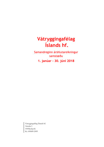 Thumbnail Vátryggingafélag Íslands Half-year Report 2018-h1