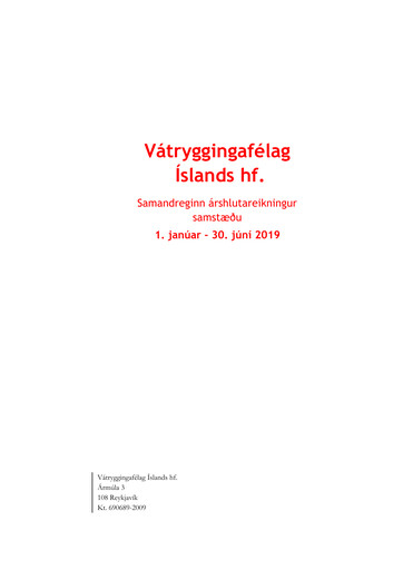 Thumbnail Vátryggingafélag Íslands Half-year Report 2019-h1