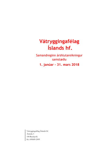 Thumbnail Vátryggingafélag Íslands Quarterly Report 2018-q1