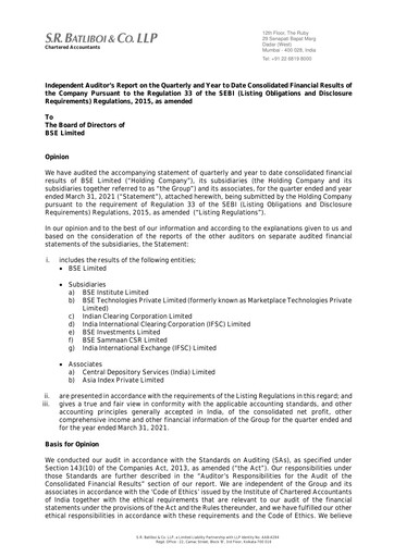 Miniature BSE
 Rapport financier 2020-2021