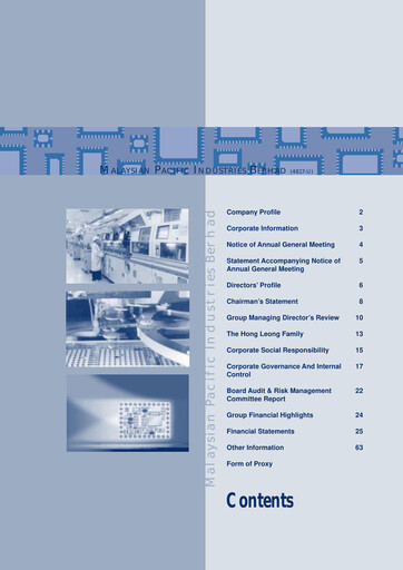 Thumbnail Malaysian Pacific Industries Annual Report 2005-2006