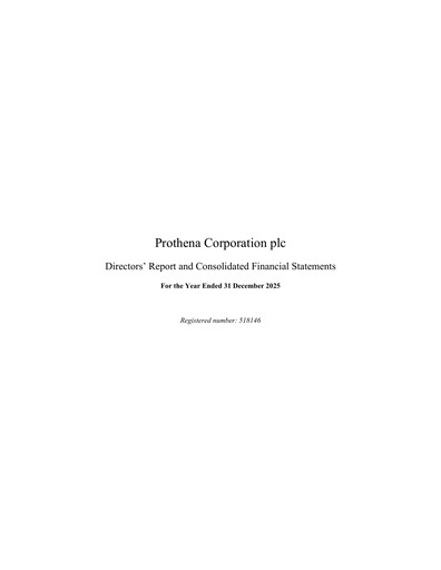 Miniature Prothena Bilan financier 2025