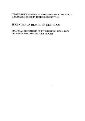 Thumbnail İsdemir Financial Statement 2013