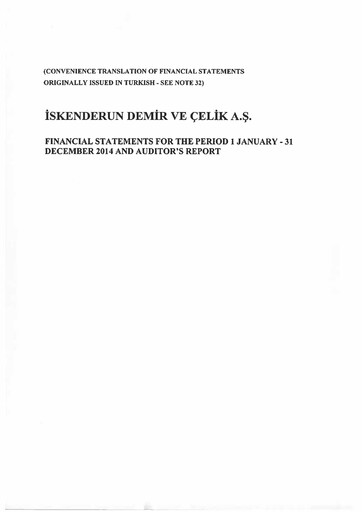 Thumbnail İsdemir Financial Statement 2014