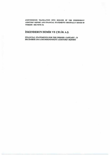 Thumbnail İsdemir Financial Statement 2016