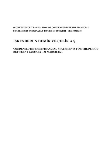Thumbnail İsdemir Quarterly Report 2021-q1