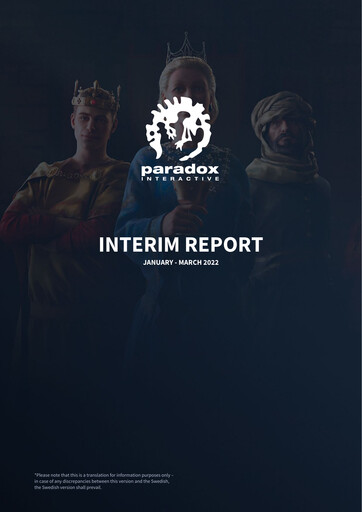 Miniature Paradox Interactive Rapport trimestriel 2022-q1