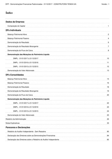 Thumbnail Construtora Tenda S.A. Financial Statement 2017