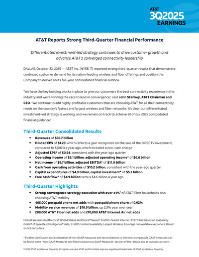 Miniature AT&T Rapport trimestriel 2025-q3