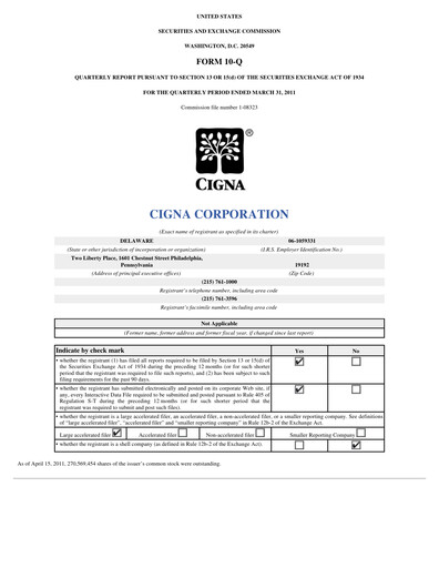 Thumbnail The Cigna Group Quarterly Report 2011-q1