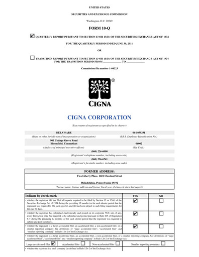 Thumbnail The Cigna Group Quarterly Report 2011-q2