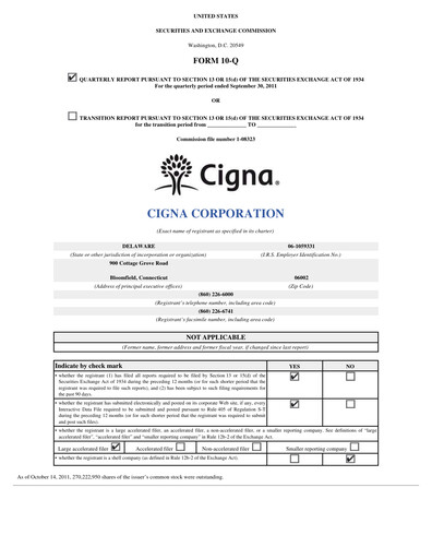 Thumbnail The Cigna Group Quarterly Report 2011-q3